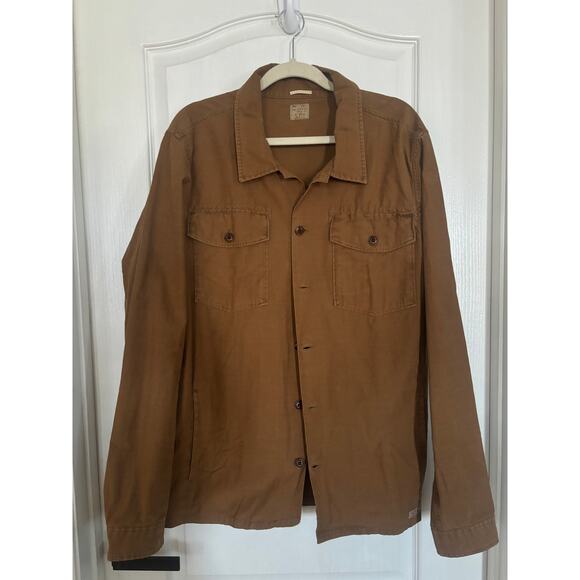 Scotch and Soda Field Jacket Shirt Button Down Pockets Men XL Brown - Picture 2 of 7